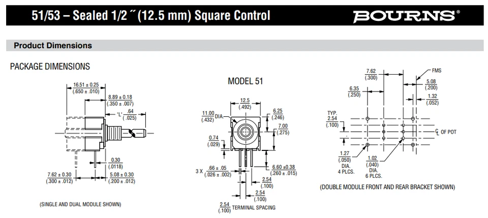 Lot of 2  Bourns 51AAD-Z28-B15L Hi Quality Pot Potentiometer 10,000 Ohms 10K.   - Image 4 of 4