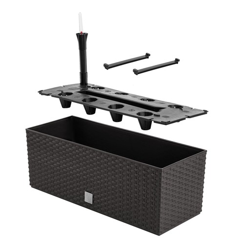 Plant Pot Rattan Effect Flower Pot Trapezoidal Planter Box Feet 4 Colours 3 Size - Picture 6 of 42