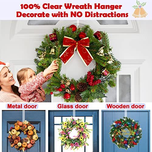 15” Wreath Hangers for Front Door,2 Pack Over the Door Hooks 15 Inch- 2 Pack - Picture 3 of 7