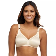 Bali Double Support Comfort-U Full Figure Wire-Free Bra DF3820 Lt Beige 42DD NWT
