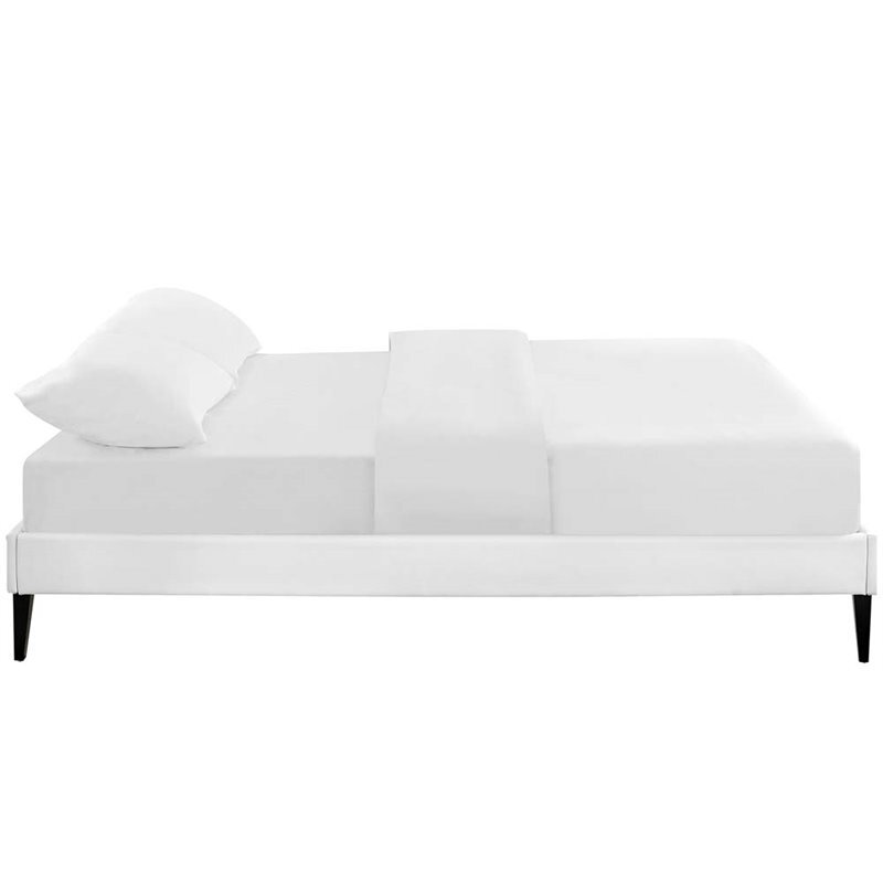 Modway Sharon Faux Leather Upholstered Queen Platform Bed in White
