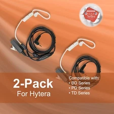 2xAcoustic Tube PTT Earpiece (2-Wire) for Hytera Radio PD355 PD360 PD365LF BD352
