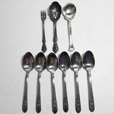 Vintage Lot of 9 Pieces WM Rogers MFG Co Extra Plate Flatware Different Patterns