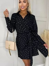 Ax Paris Robe Mini En Papier Aluminium Noire UK 8 (FMN32-16)