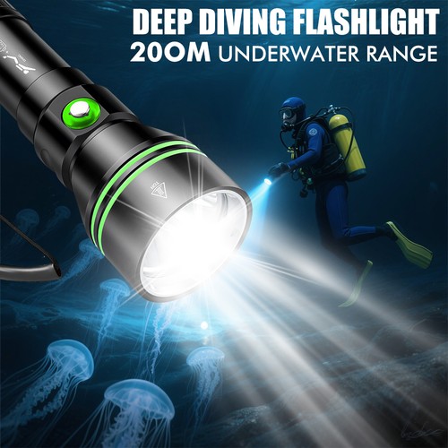 High Power Diving 35000LM Waterproof Underwater Flashlight Battery Lamp Torch - Picture 5 of 9