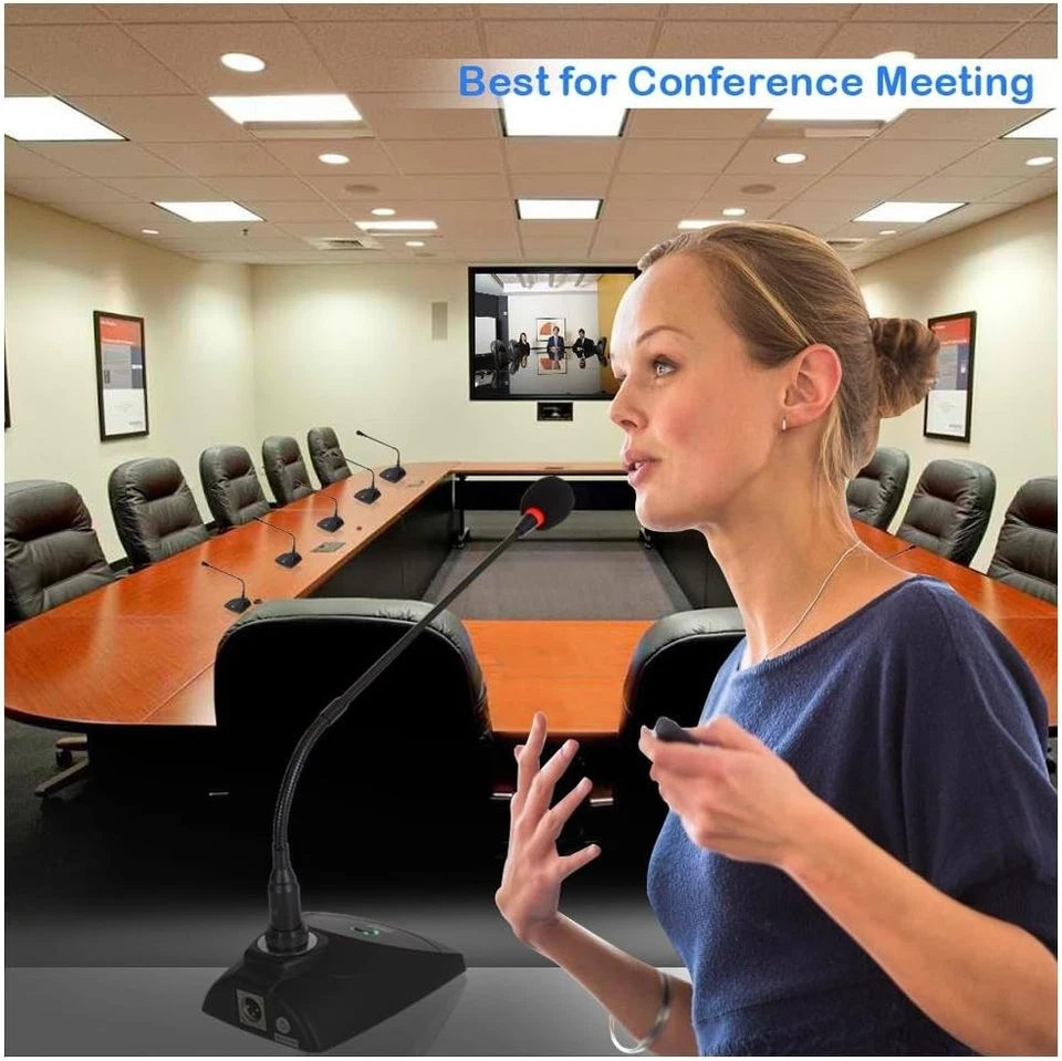 Desktop Gooseneck Wired Microphone System - Table Mounted Corded Voice Black  - Image 4 of 4