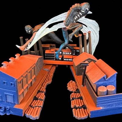 Vintage Kaiyodo Ultraman Ultraseven vs Metron Duel at Dusk Diorama Figure Japan