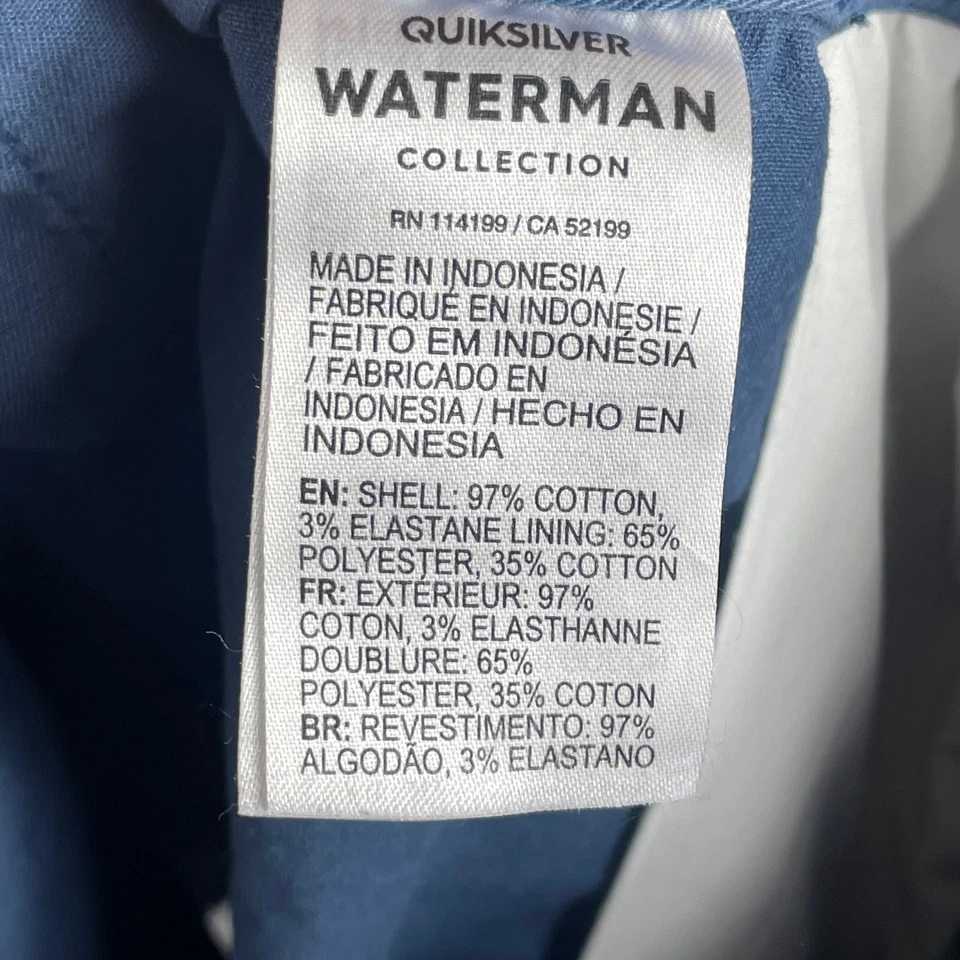 Quiksilver Waterman Collection Shorts XL Blue Cotton Blend Hiking Flaw Men's - Image 3 of 4