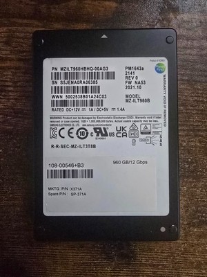 Samsung PM1634A 960GB 12Gb/s SAS SSD MZ-ILT960B - 100% Health - 512B Format