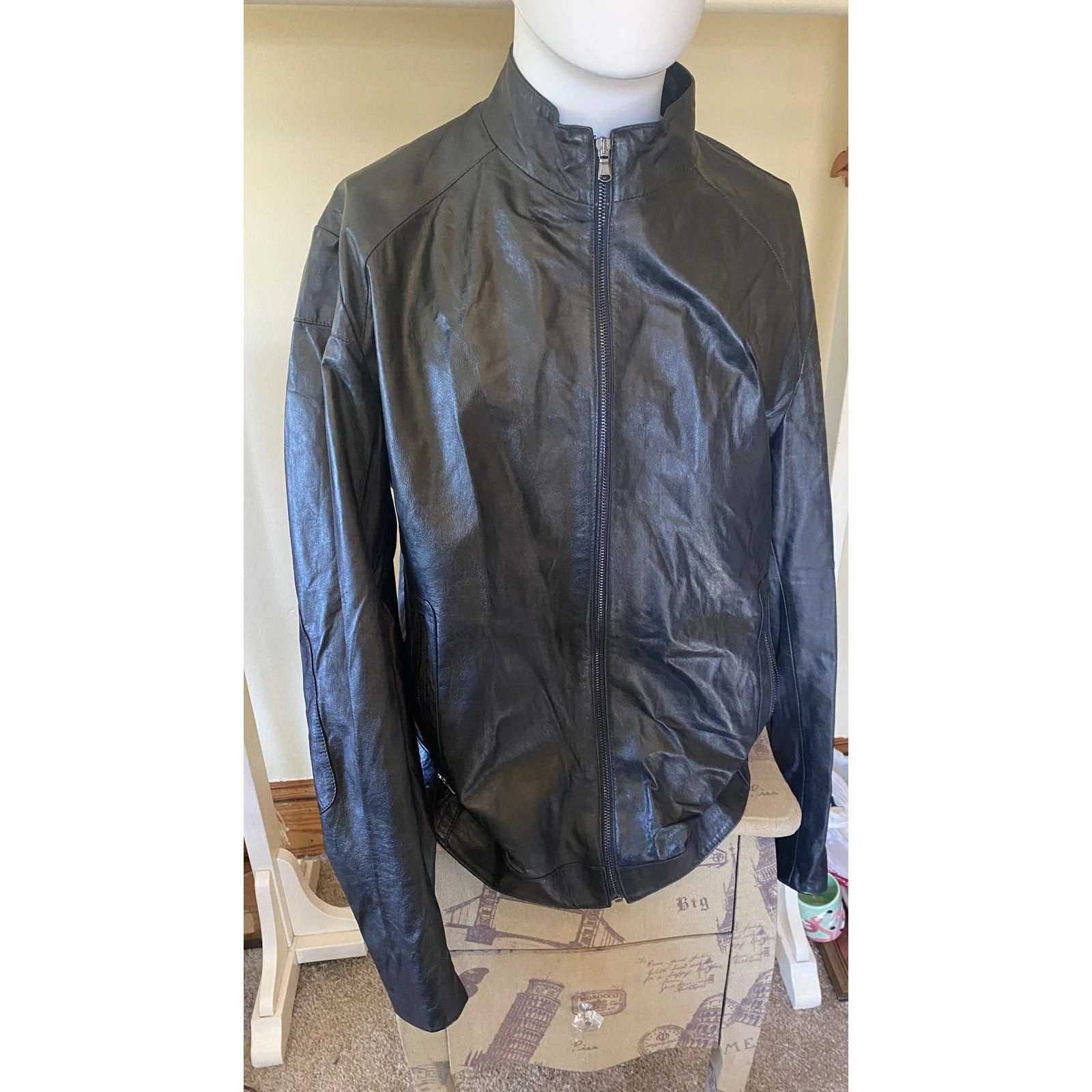 Vera Pelle Made in Italy Sheep Leather Moto Jacket IT 54 / US Large Black image 2