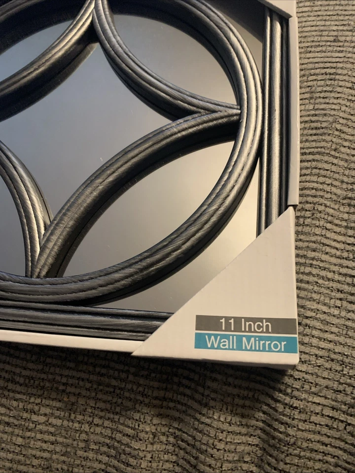 Round Wall Mirror  Gray/Silver Frame    By Encore 11 Inch - Image 2 of 3