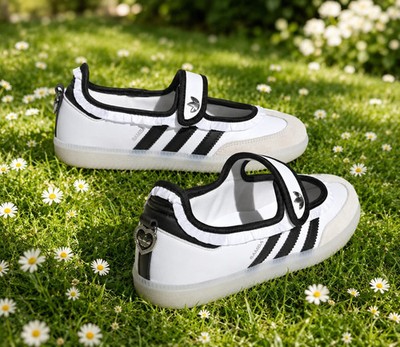 NEW Originals Samba Jane Ruffled Trim KH6231 Black White Women's Size US 5-9