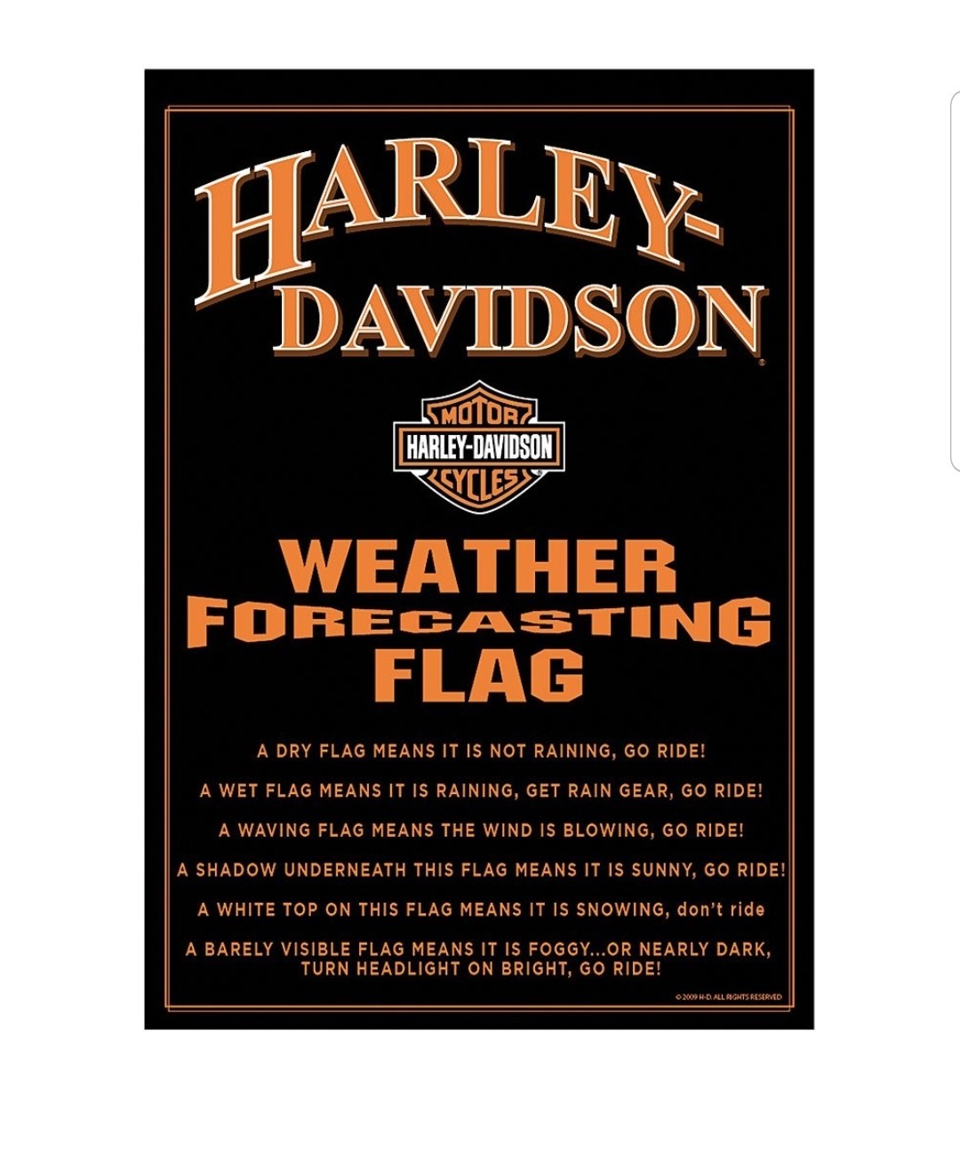 Harley Davidson 2009 Weather Forecasting Outdoor Flag 29 X 42