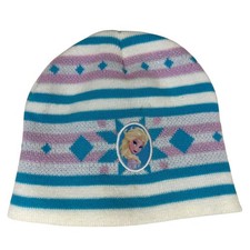 Disney Frozen Elsa Winter Knit Beanie Hat Girls Blue Purple White Silver Sparkle