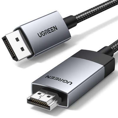 UGREEN 4K@60Hz DisplayPort to HDMI Cable HDR Active DP 1.2 6.6FT, Gray 