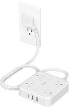 Surge Protector Power Strip 5 Ft Cord with 8 Outlet USB C Ultra Thin Flat Plug