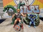Vintage Battle He-man Display Lot With Dragon And Skeletor Cake Topper