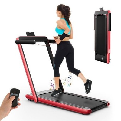 COSTWAY 2,25PS Faltbares Laufband 3 in 1 Walking Pad Unter Schreibtisch Laufband - Rot