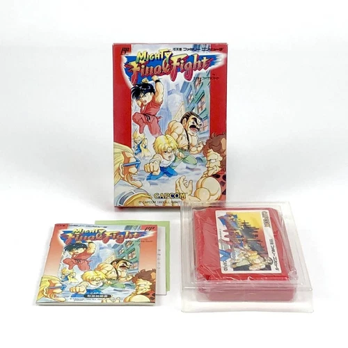 Famicom Mighty Final Fight Box And Postcard  Work Confirmed Capcom Cib Tested