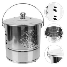Silver Stainless Steel Worship Bucket Reusable Paper Burning Pail for Sacrifices