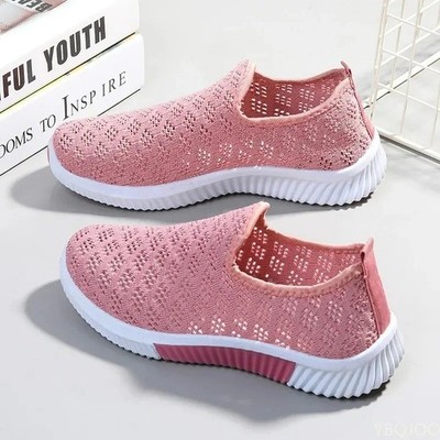 Women's Slip-On Mesh Sneakers Breathable Walking Casual Sports Shoes Soft Sole