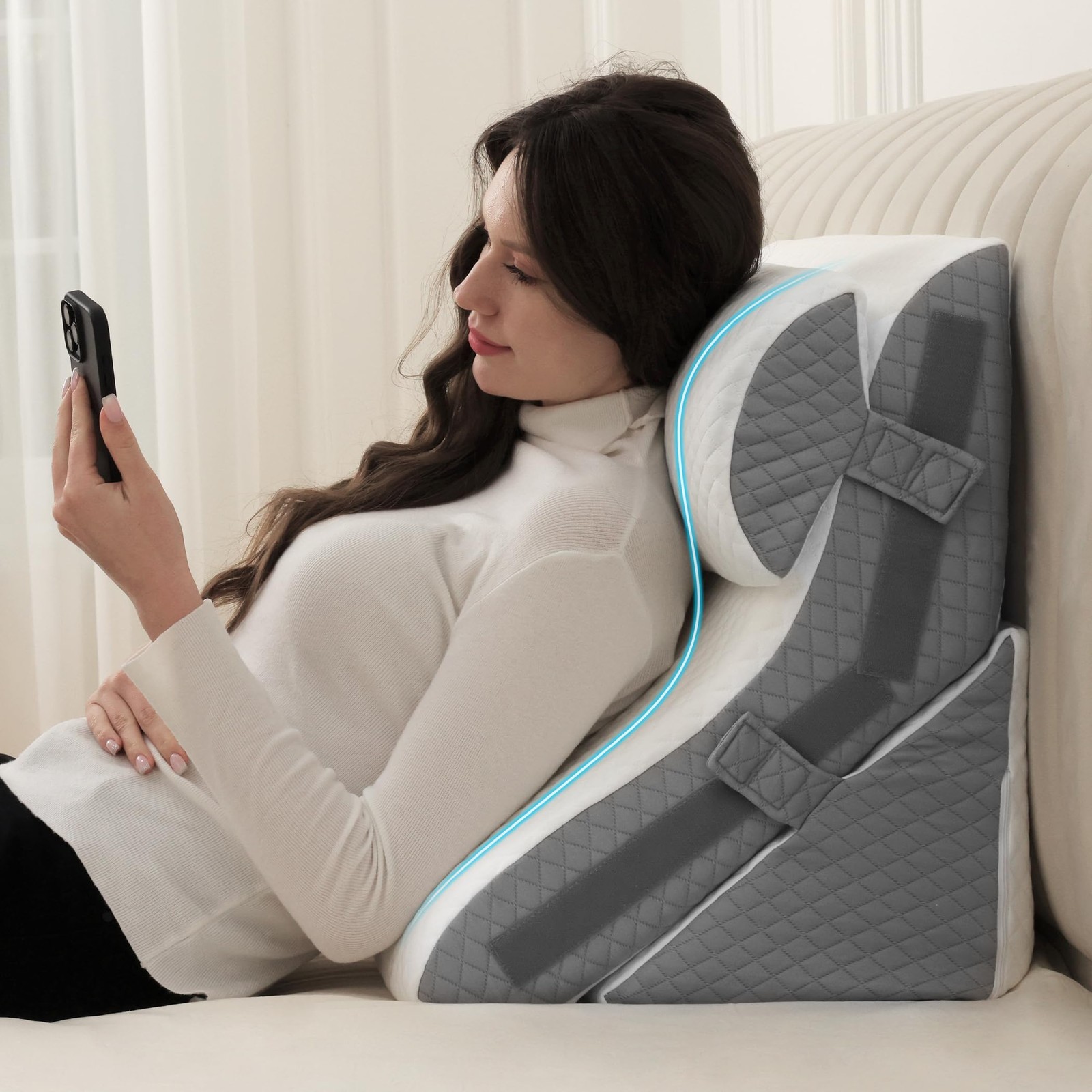 Orthopedic Bed Wedge Pillow Set in 9 12 16 20 Inch Sizes for Comfortable Sleep