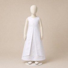 Vintage David’s Bridal Flower Girl Dress Size 7 Ivory St. Tropez Veil Memory Box