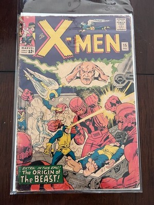X-Men #15 (1965) - Origin of Beast, 2nd Sentinels - Silver Age Key - Fair
