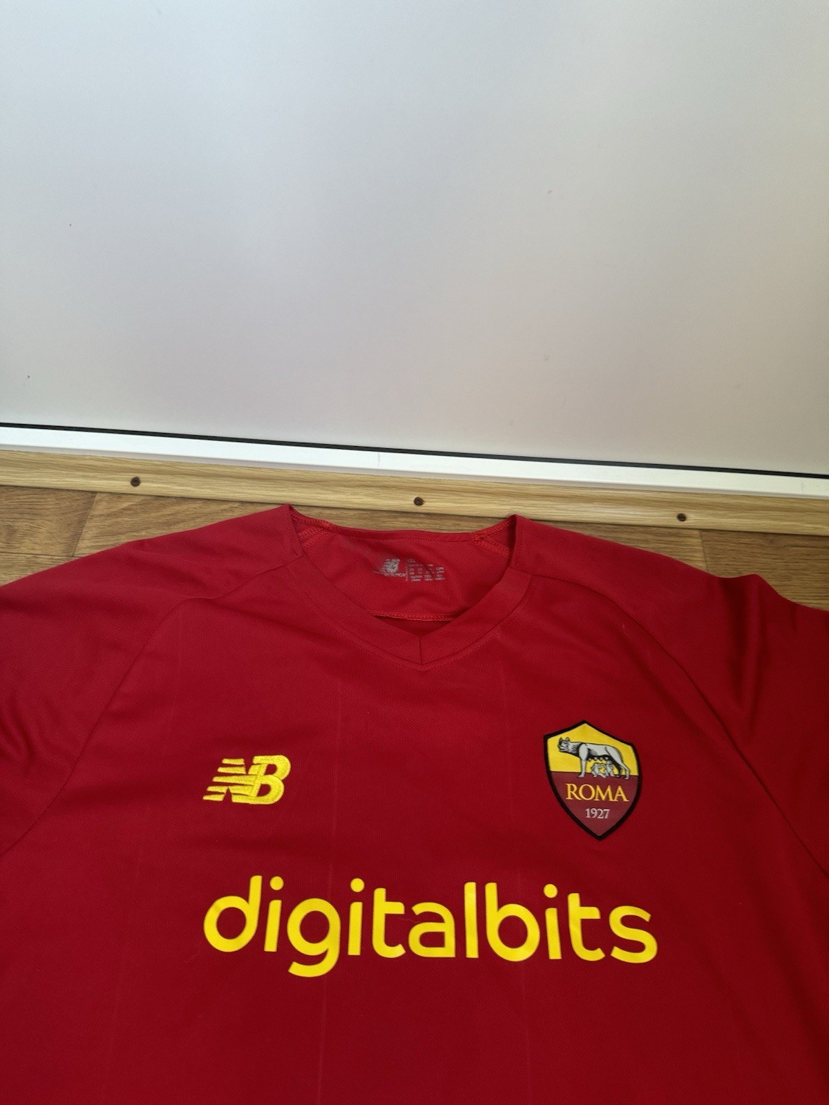 2021-22 New Balance Men’s AS Roma Home Soccer Jersey Forza Roma Abraham Sz XL thumbnail 3