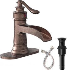 Homevacious Bathroom Faucet Copper Waterfall Bathroom Sink Faucets with Single H