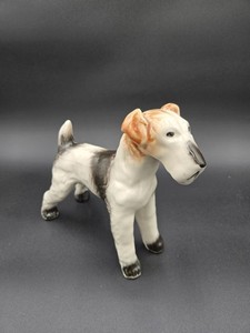 Vintage Large Porcelain Standing Wire Haired Terrier Figurine 
