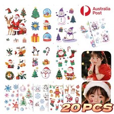 20 Sheets Christmas Temporary Tattoos Glitter Body Face Stickers Xmas Party Gift
