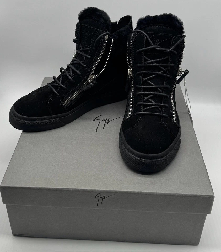 Giuseppe Zanotti leather velour trim mid-top sneakers womens sz 38 - Image 2 of 4