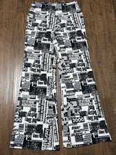 Urban Outfitters Newspaper Print Bengaline High Rise Flare Pants Sz Small Y2K 90