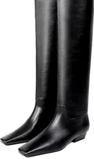 Comjuy Knee High Boots For Women, Size 7, Square Toe