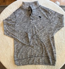 Abercrombie Kids Boys Gray Heathered Henley Cotton Knit Sweater 13/14
