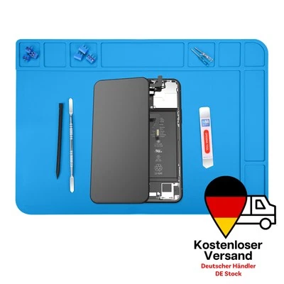 MMOBIEL Reparatur- und Lötmatte Silikon - 48x34 cm – Hitzebeständig 500°C - Blau