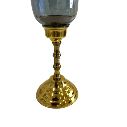 3er Set Gold Hurricane Glas Kerzenhalter - Rauchgrau Zylinder 15,13, 11" Höhe - Bild 3 von 3