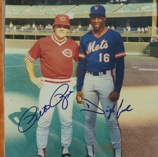 Vintage Pete Rose / Dwight Gooden Autographed 8x10 Photo Framed