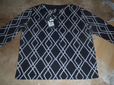 Multiblu ladies jumper long sleeve black/white pattern size 4 second hand look!!