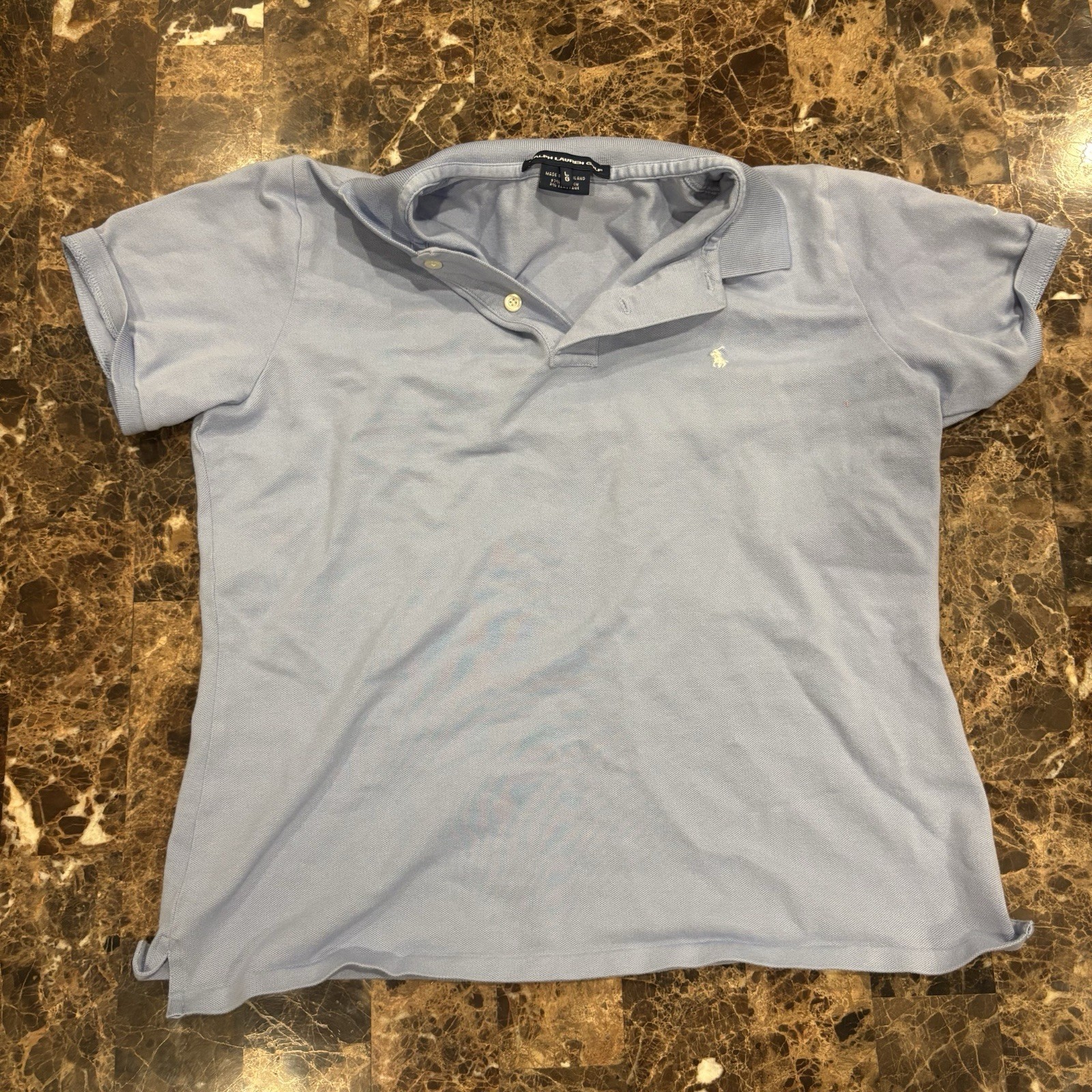 Ralph Lauren Golf Women's Light Blue Piqué Polo Shirt L Embroidered Logo