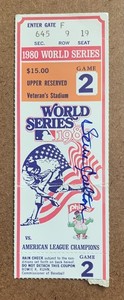 10/15/80 Steve Carlton Signed Game 2 World Series Ticket Stub Mike Schmidt Brett