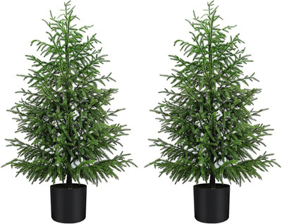 2Pack 4FT Realistic Norfolk Pine Topiary Trees for Indoor/Outdoor Décor
