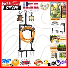 Sturdy Adjustable Garden Hose Holder with Dual Hooks for Outdoor Elegance