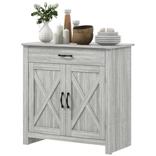 Sideboard Cabinet with Barn Doors Kitchen Buffet with Drawer Adjustable Shelf