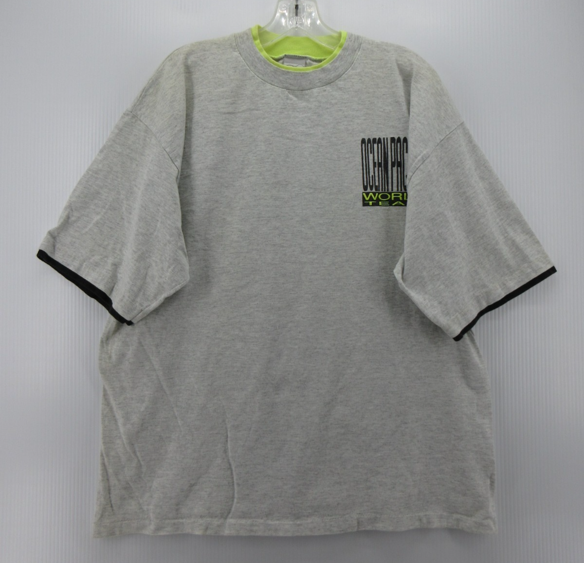 VINTAGE Ocean Pacific Shirt Men XL Gray OP World Team 90s Graphic