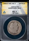 1896-S Barber Half Dollar : ANACS AG3