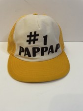 Vintage Trucker Hat Snapback Cap Mesh #1 Grandpa PapPap Yellow Made In USA