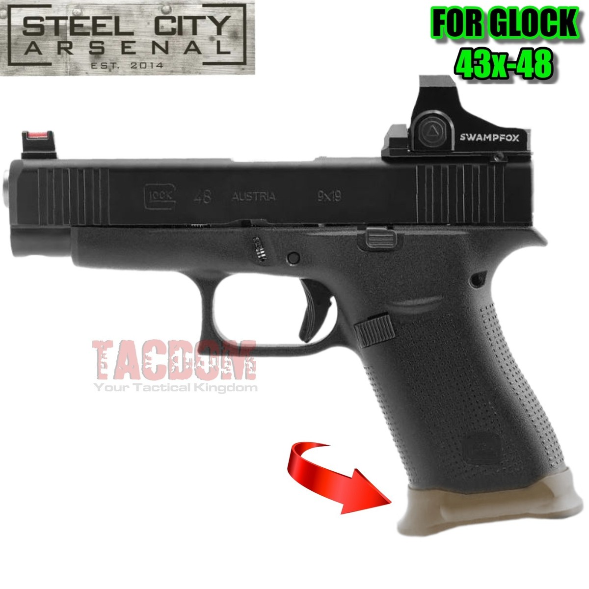 STEEL CITY for GLOCK 43X 48 ENHANCED MAGWELL FDE TAN 7075 Billet