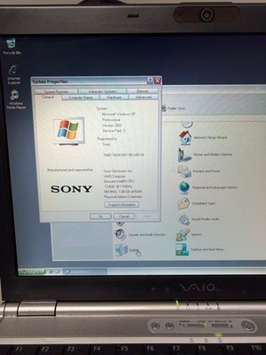 Vintage Sony VAIO Laptop PCG-6J2L Intel Core Duo T2400 Windows XP